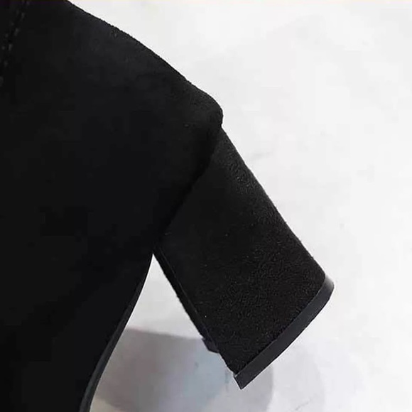 Flock Leather Over The Knee Zippered High Heels - Picture 3 of 3